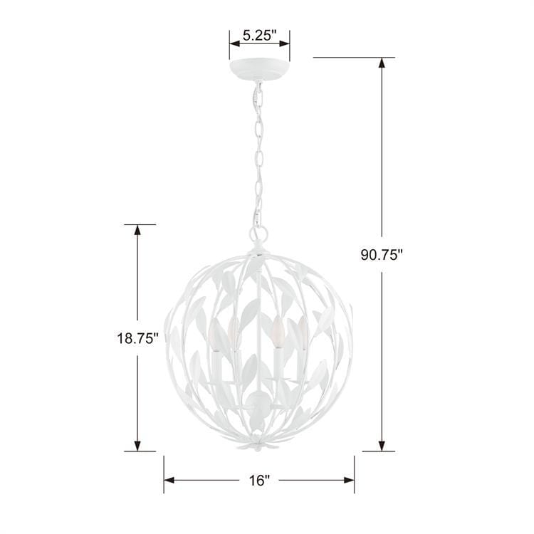 Crystorama Broche White Sphere Chandelier Lighting