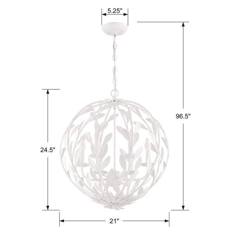 Crystorama Broche White Sphere Chandelier Lighting