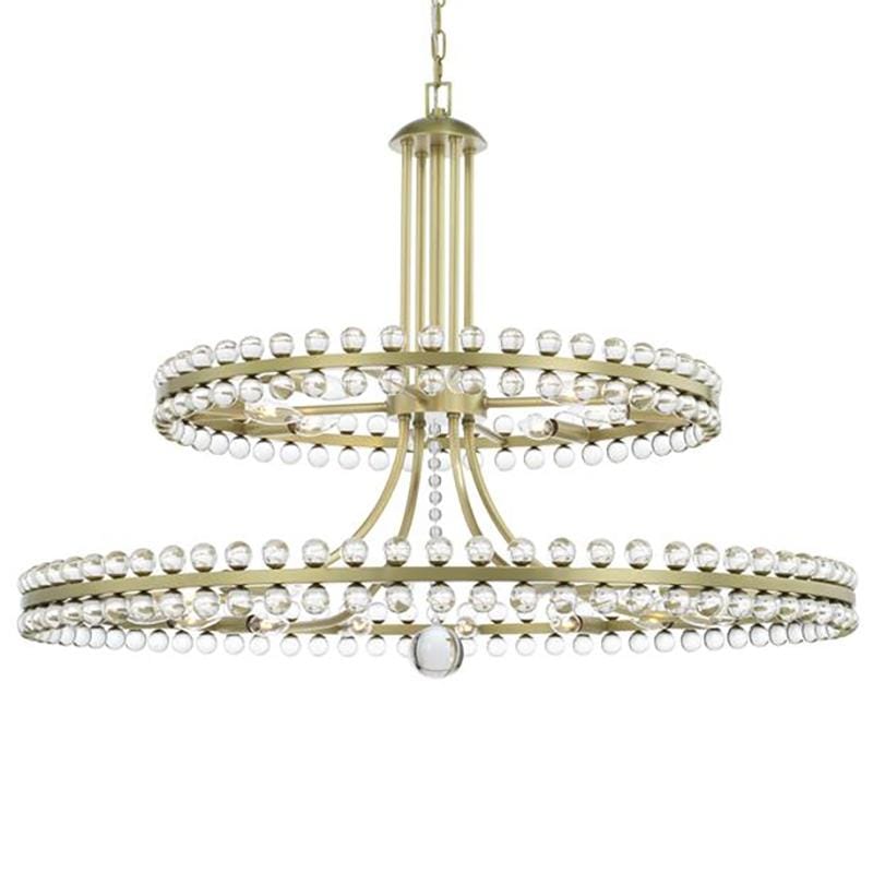 Crystorama Clover 24-Light Two Tier Chandelier - Aged Brass Lighting crystorama-CLO-8890-AG 00633779039331
