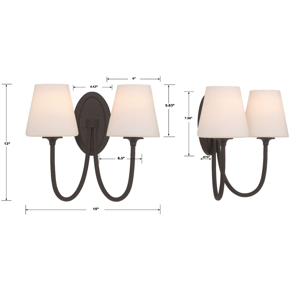 Crystorama Juno 2 Light Wall Mount Lighting