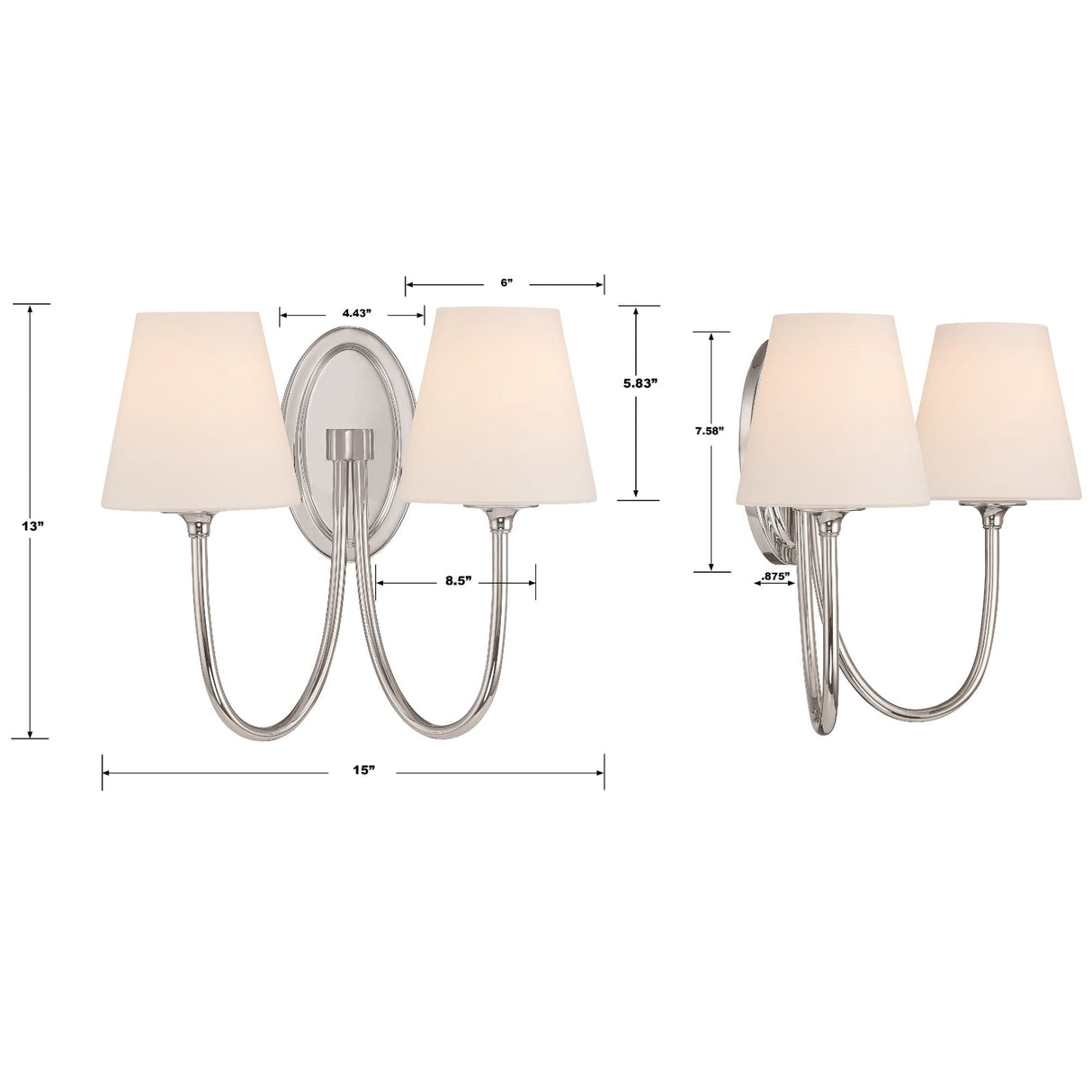 Crystorama Juno 2 Light Wall Mount Lighting