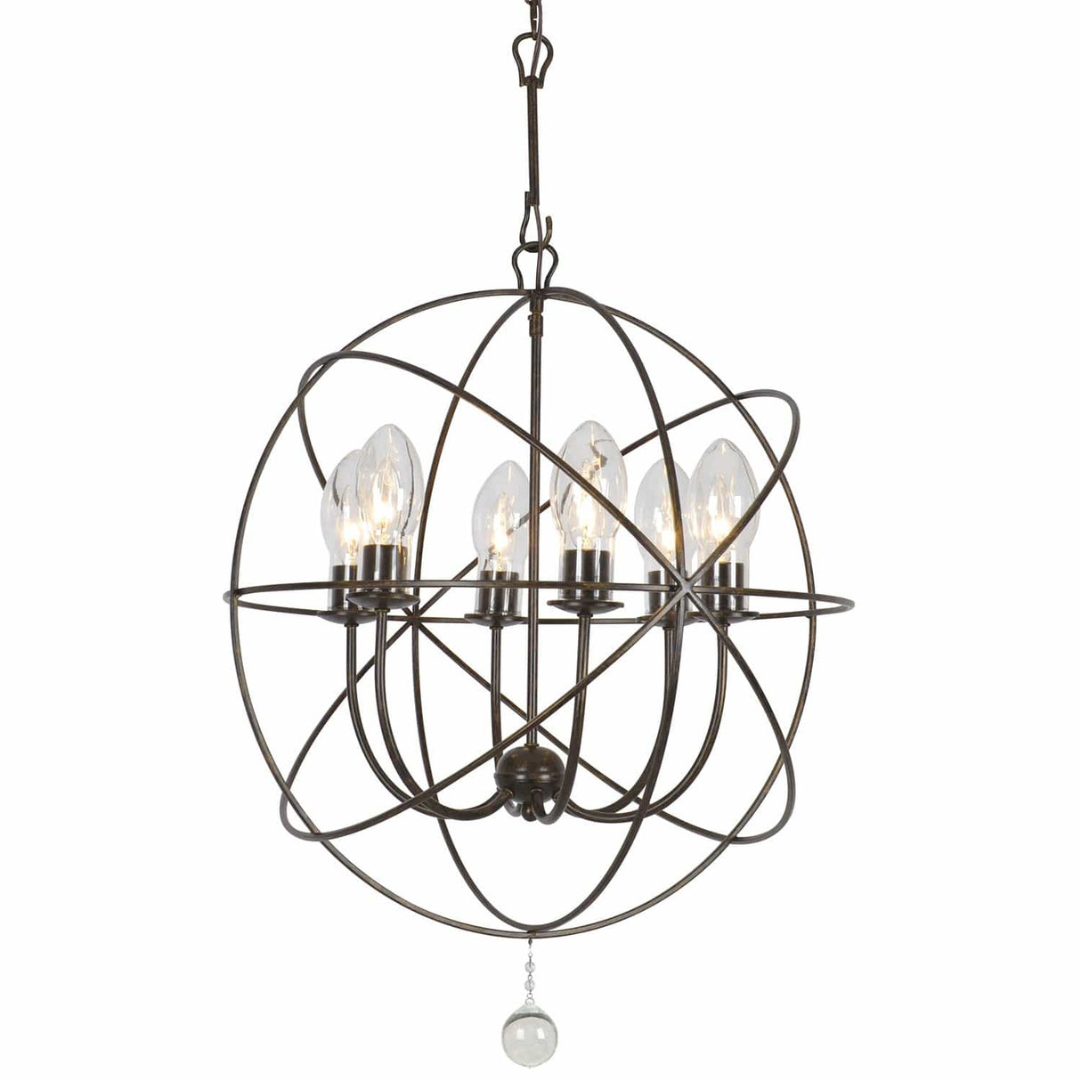Crystorama Solaris Outdoor 6 Light Bronze Sphere Chandelier Lighting crystorama-SOL-9326-EB 00633779035883