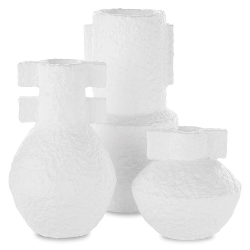 Currey and Company Aegean White Vase (Set of 3) Pillow & Decor currey-co-1200-0463
