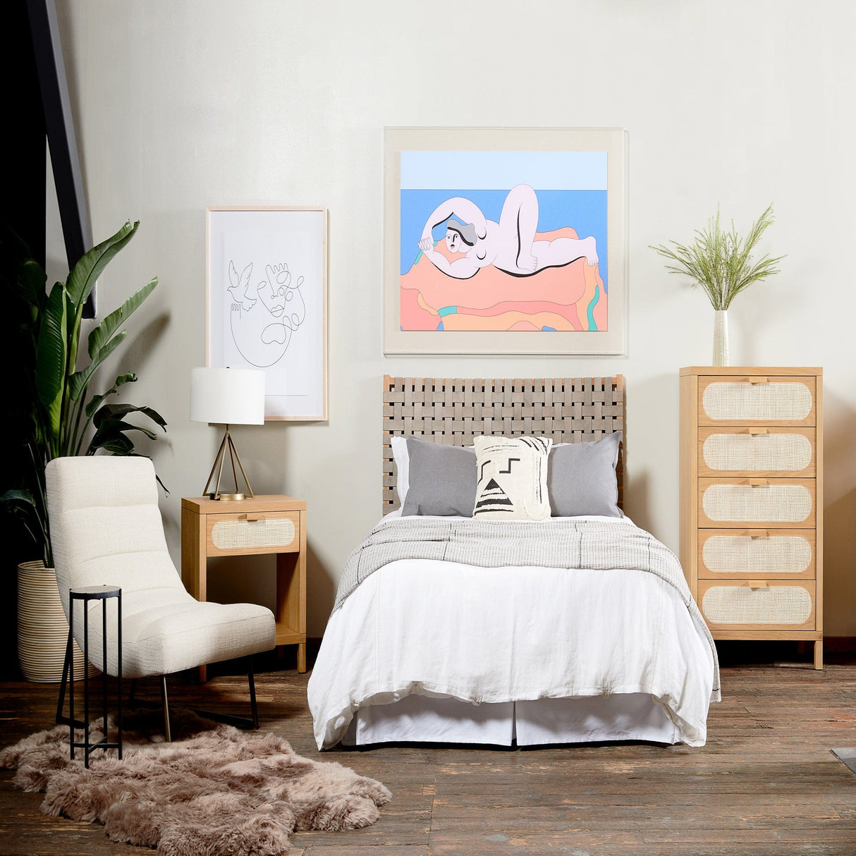 Four Hands Allegra Nightstand-Natural Cane Furniture four-hands-223189-001