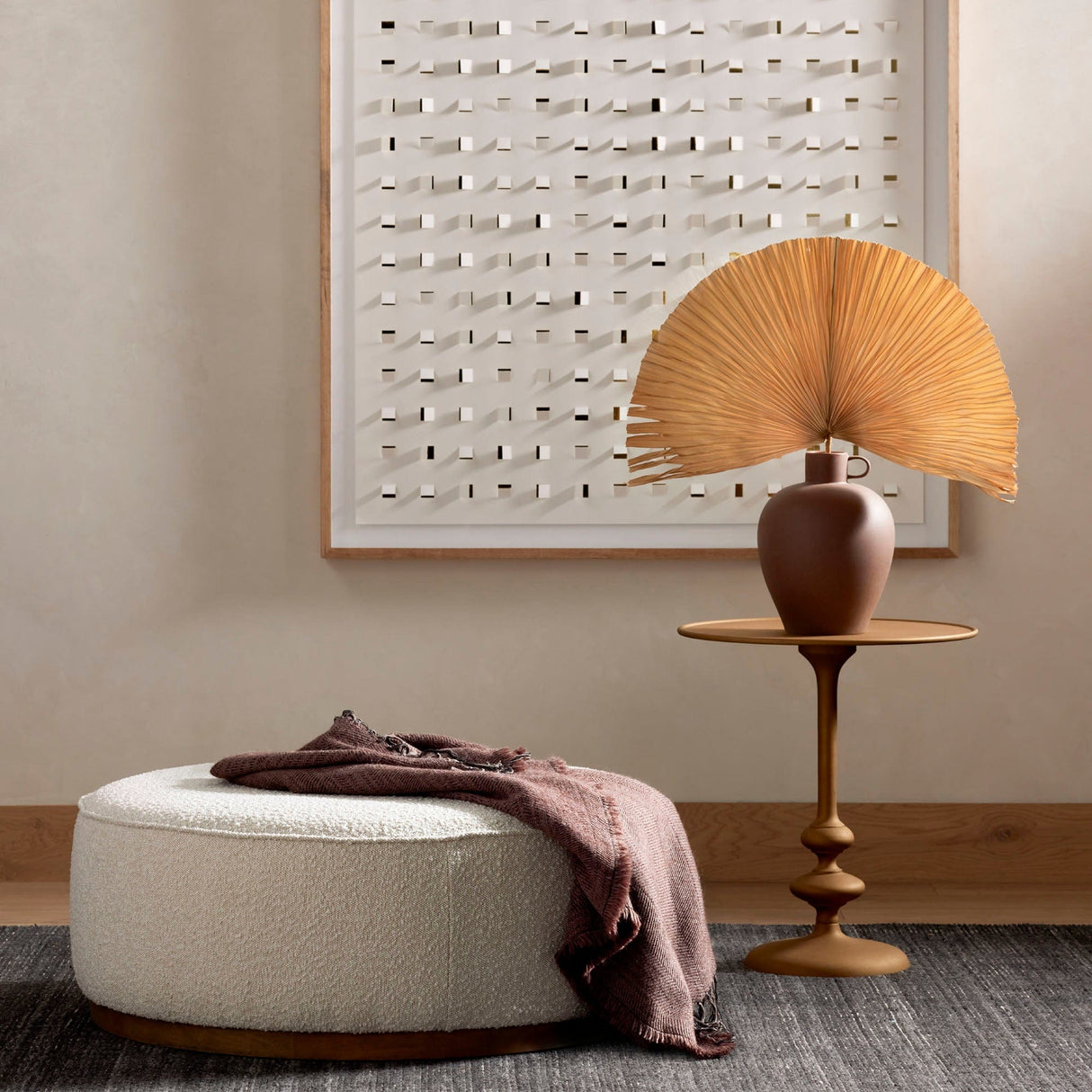 Four Hands Sinclair Large Round Ottoman Furniture four-hands-106119-007 801542668228