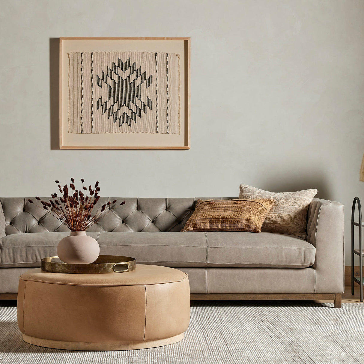 Four Hands Sinclair Large Round Ottoman Furniture four-hands-106119-007 801542668228