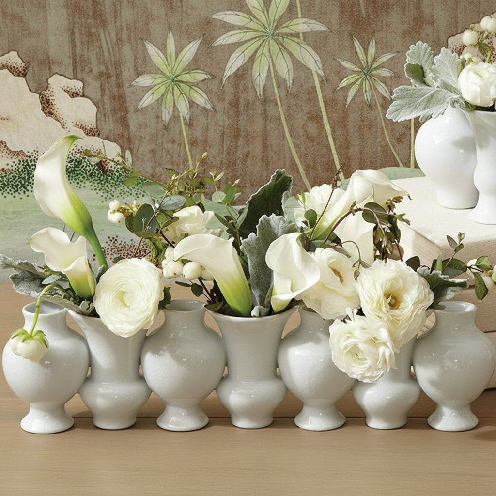 Global Views Chinoise Linear Bud Vase - White Decor Global-Views-4.80125 00651083043899