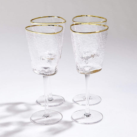 Global Views Hammered Footed Wine Glasses (Set of 4) Decor global-views-8.82900
