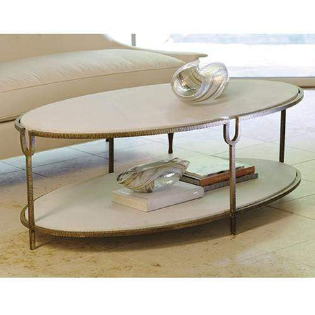Global Views Iron and Stone Oval Coffee Table Furniture Global-Views-9.91786 00651083917862