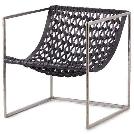 Global Views Knit & Pearl Chair - Nickel/Dark Grey Leather Furniture global-views-JG9.90000