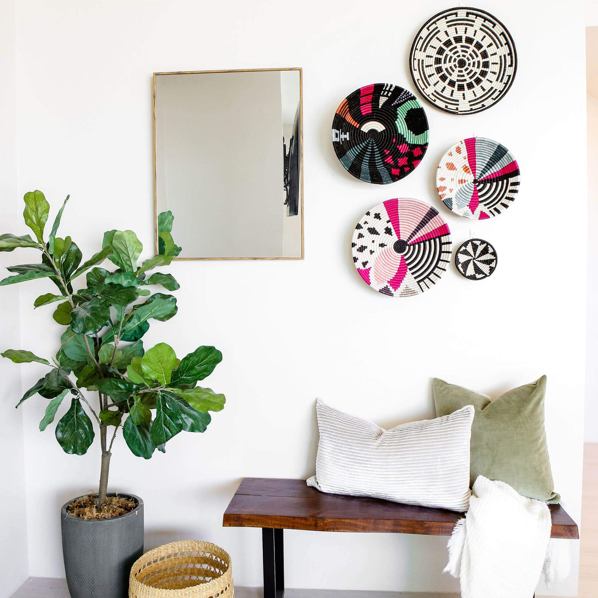 Handwoven Baskets by BLU 14" Extra Large Vivid Viola Biko Round Basket Wall