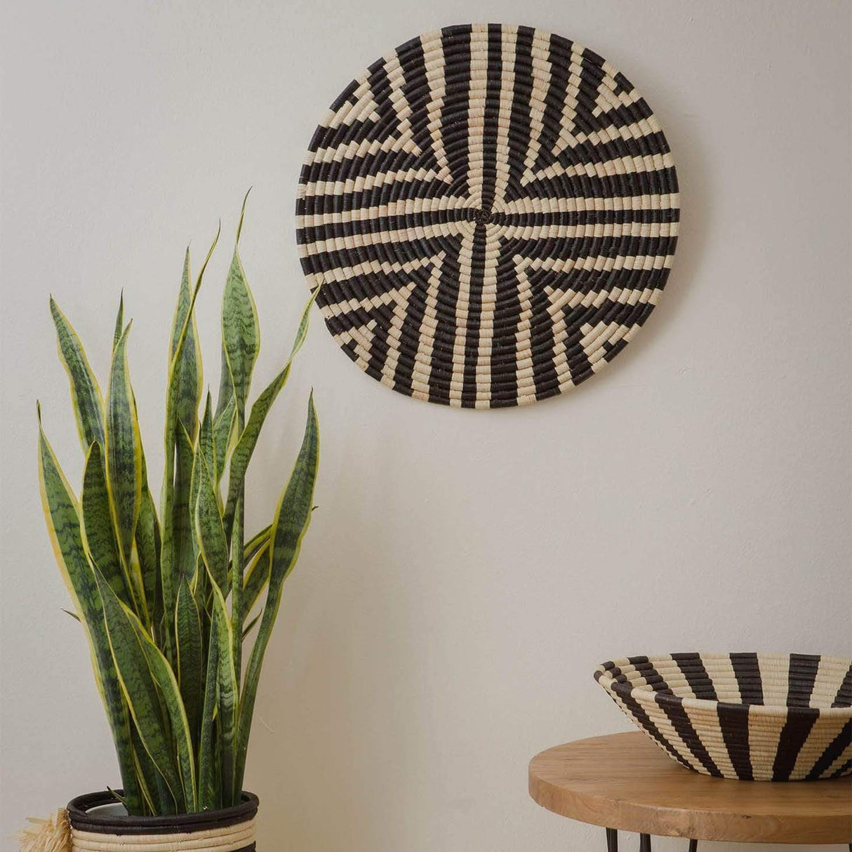 Handwoven Baskets by BLU 23" Black & Natural Geo Wall Art Disc Wall across-africa-CDW.20001-45