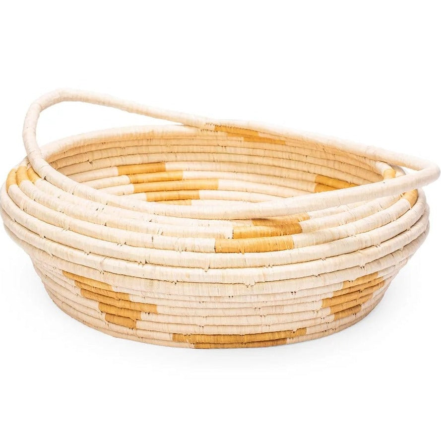 Handwoven Baskets by BLU Mustard Spotted Storage Basket Wall across-africa-CB.20166