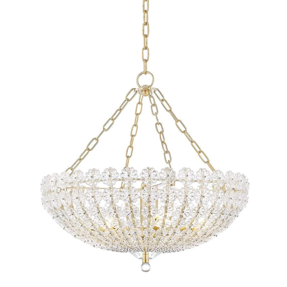 Hudson Valley Floral Park Chandelier - Aged Brass