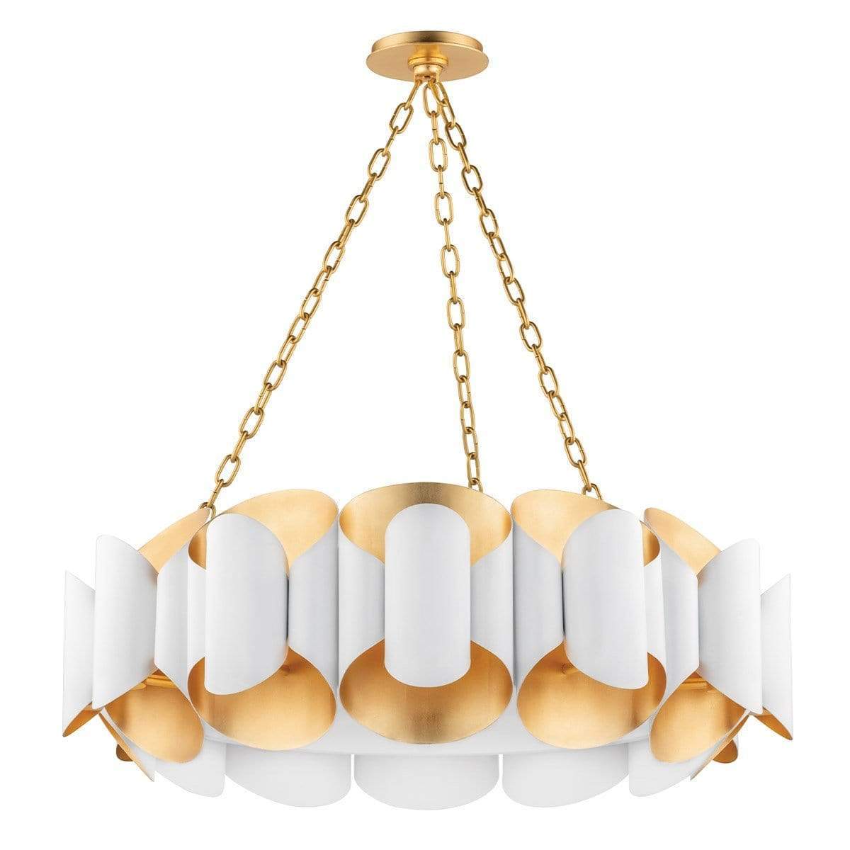 Hudson Valley Lighting Banks Chandelier - Gold Leaf/White Lighting hudson-valley-8534-GL/WH