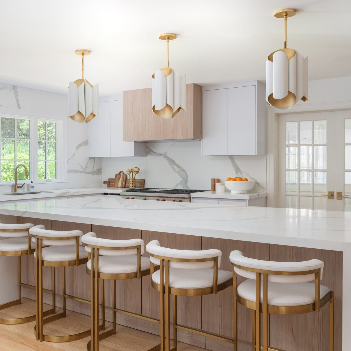 Hudson Valley Lighting Banks Pendant - Gold Leaf/White Lighting