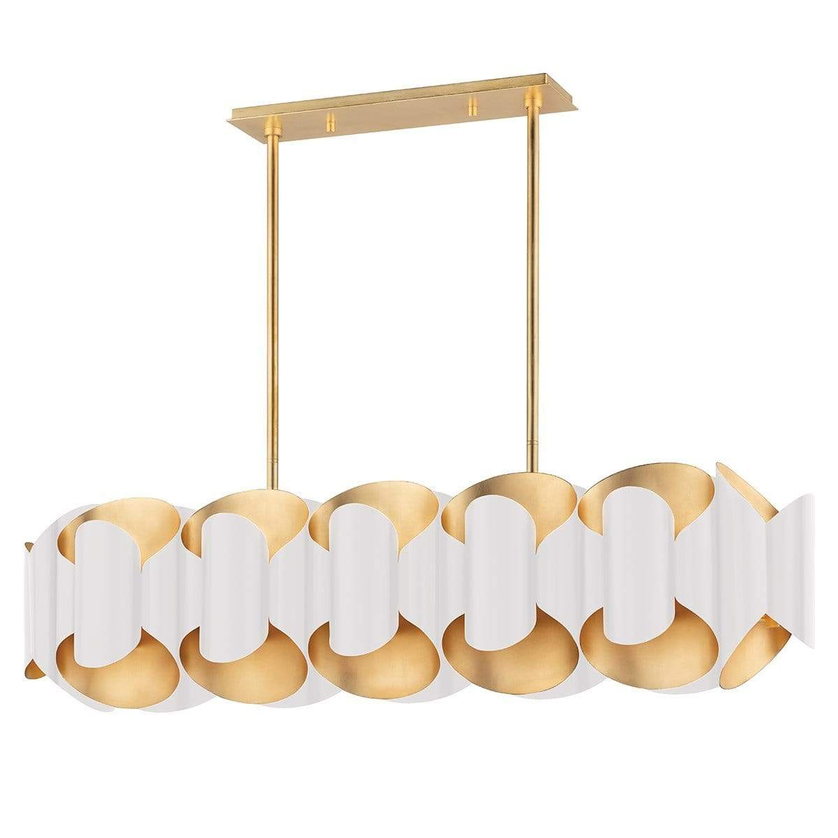 Hudson Valley Lighting Linear Chandelier - Gold Leaf/White Lighting hudson-valley-8546-GL/WH