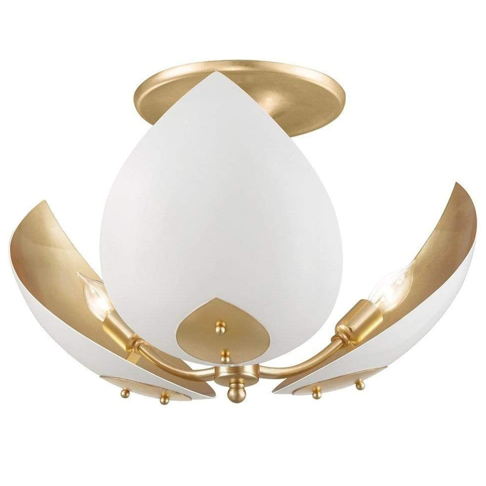 Hudson Valley Lotus Semi Flush Mount - Gold Leaf/White Lighting hudson-valley-5703-GL/WH 806134899226