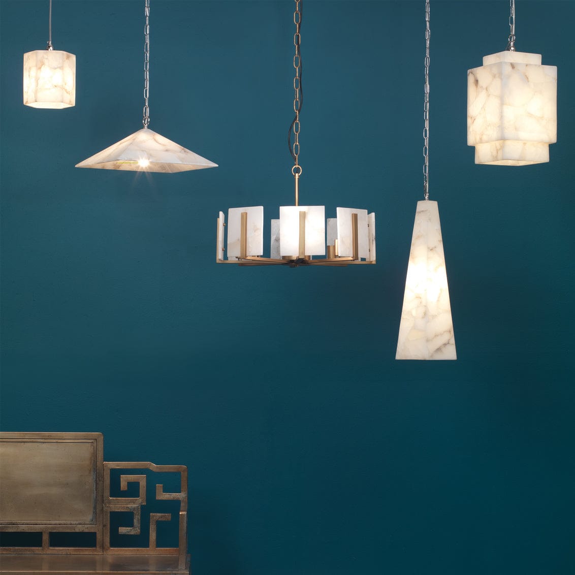 Jamie Young Co. Borealis Hexagon Pendant - Tall Lighting jamie-young-5BORTAL-PEWH