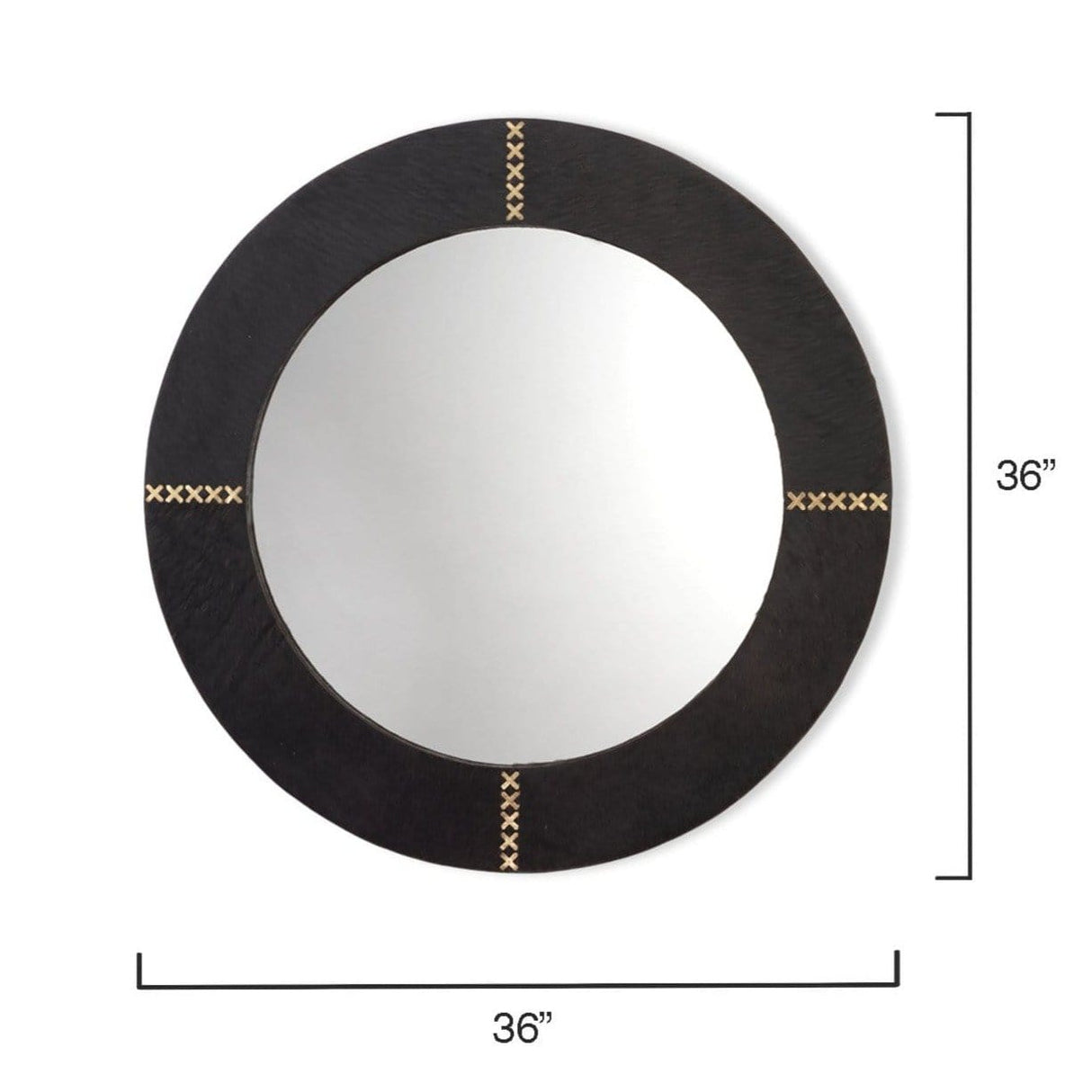 Jamie Young Co. Round Cross Stitch Mirror - Buff Leather Wall