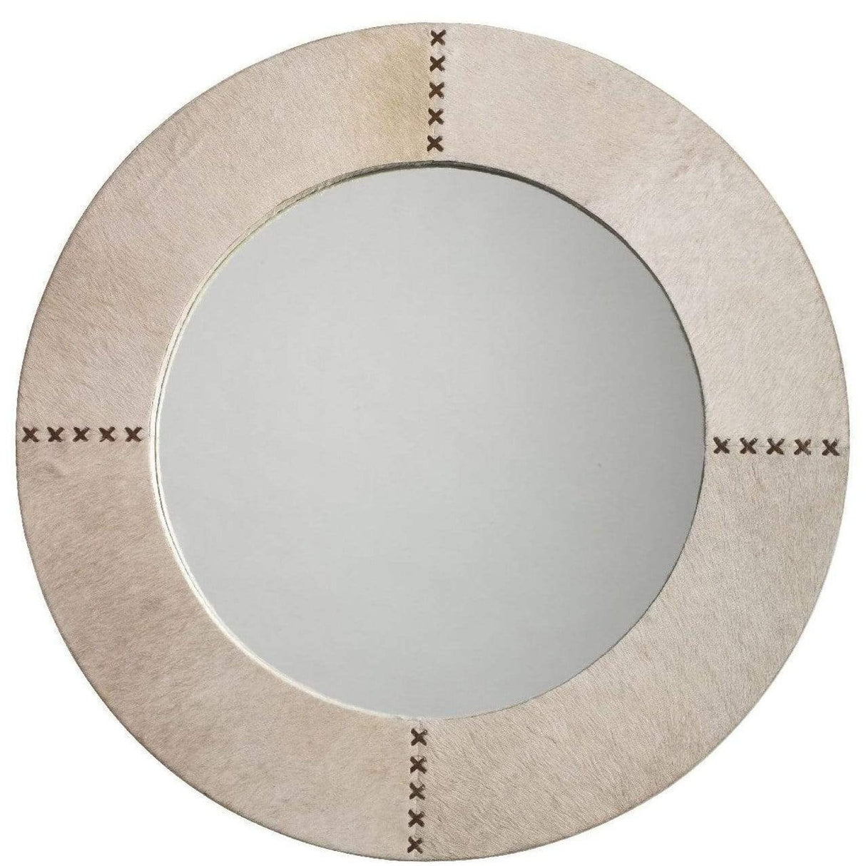 Jamie Young Co. Round Cross Stitch Mirror - Buff Leather Wall Jamie-Young-7CROS-LGWH 00688933011098