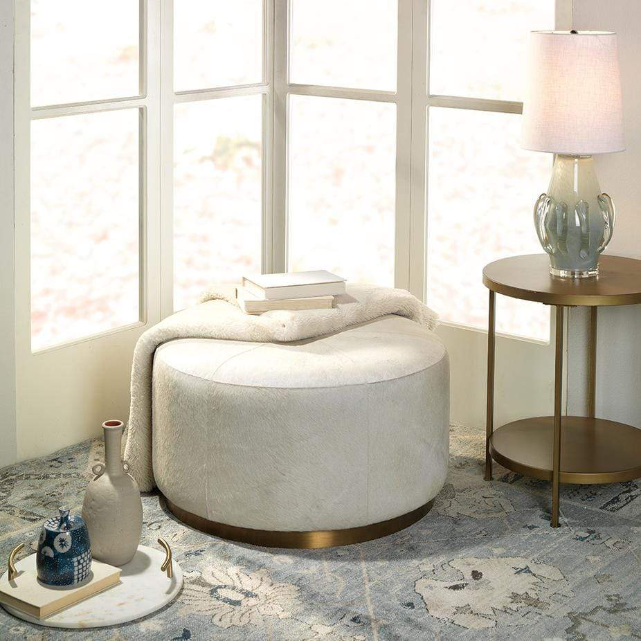 Jamie Young Co. Thackeray Round Pouf - White Furniture jamie-young-20THAC-LGWH