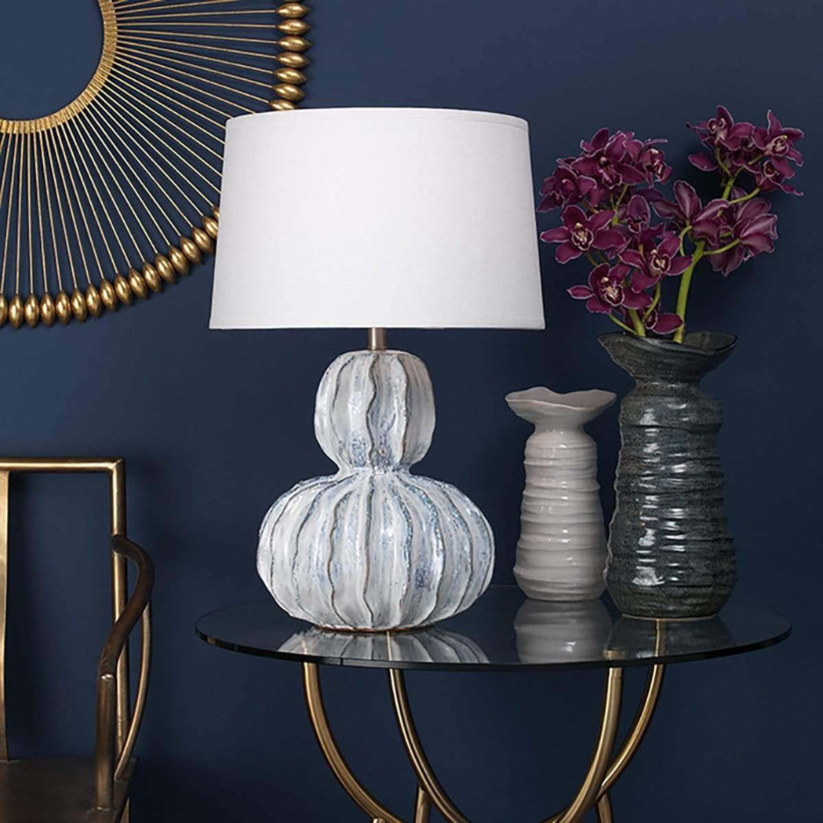 Jamie Young Oceane Gourd Table Lamp Lighting jamie-young-9OCEAWHC131G 00688933025347