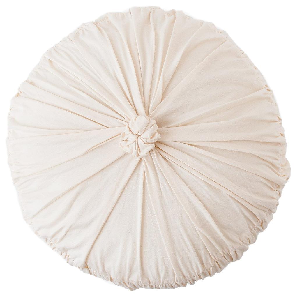 Lazybones Rosette Round Cushion in Natural Organic Cotton Bedding and Bath lazybones-cushnat