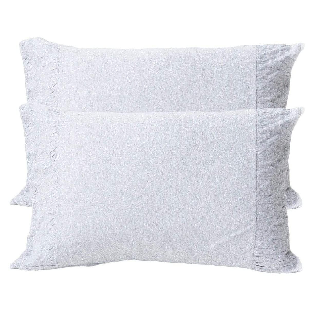 Lazybones Rosette Standard Pillowcase Set in Mid Heather Gray Organic Cotton Bedding and Bath lazybones-pcsohg