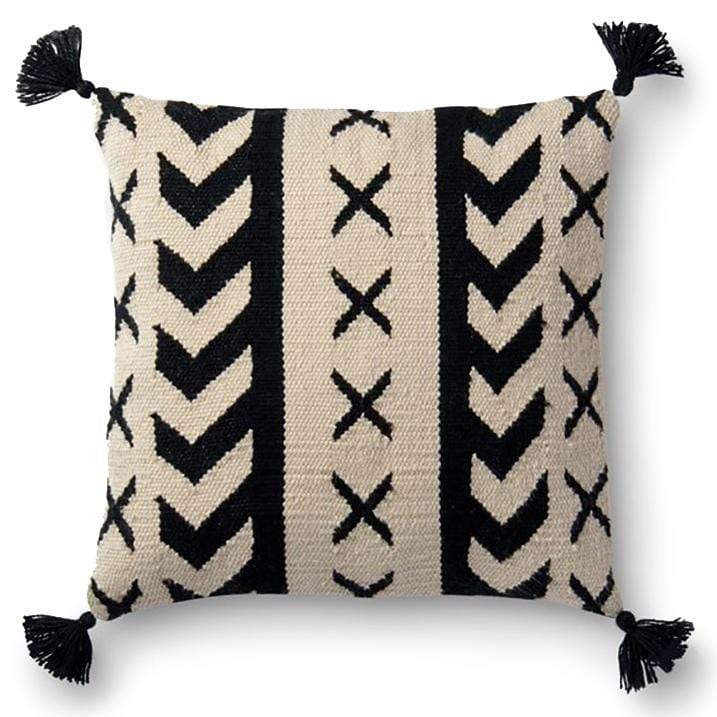 Loloi Indoor/Outdoor Black & Ivory Pillow Pillows loloi-P051P0502BLIVPIL1 00885369318139