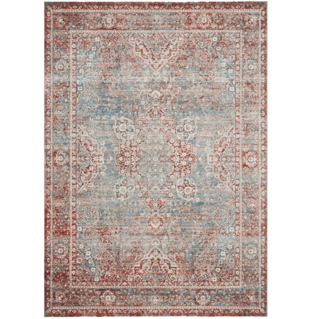Loloi Magnolia Home Elise Rug - Sky/Red Rugs