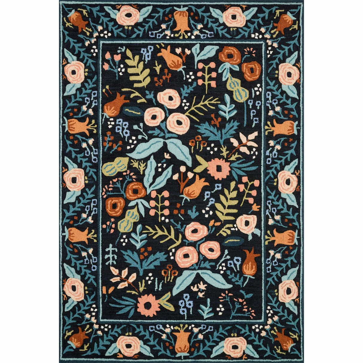 Loloi Rifle Paper Co. Les Fleurs Rug - Black Rugs