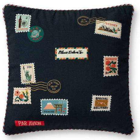 Loloi Rifle Paper Co. Postage Stamps Pillow Pillows