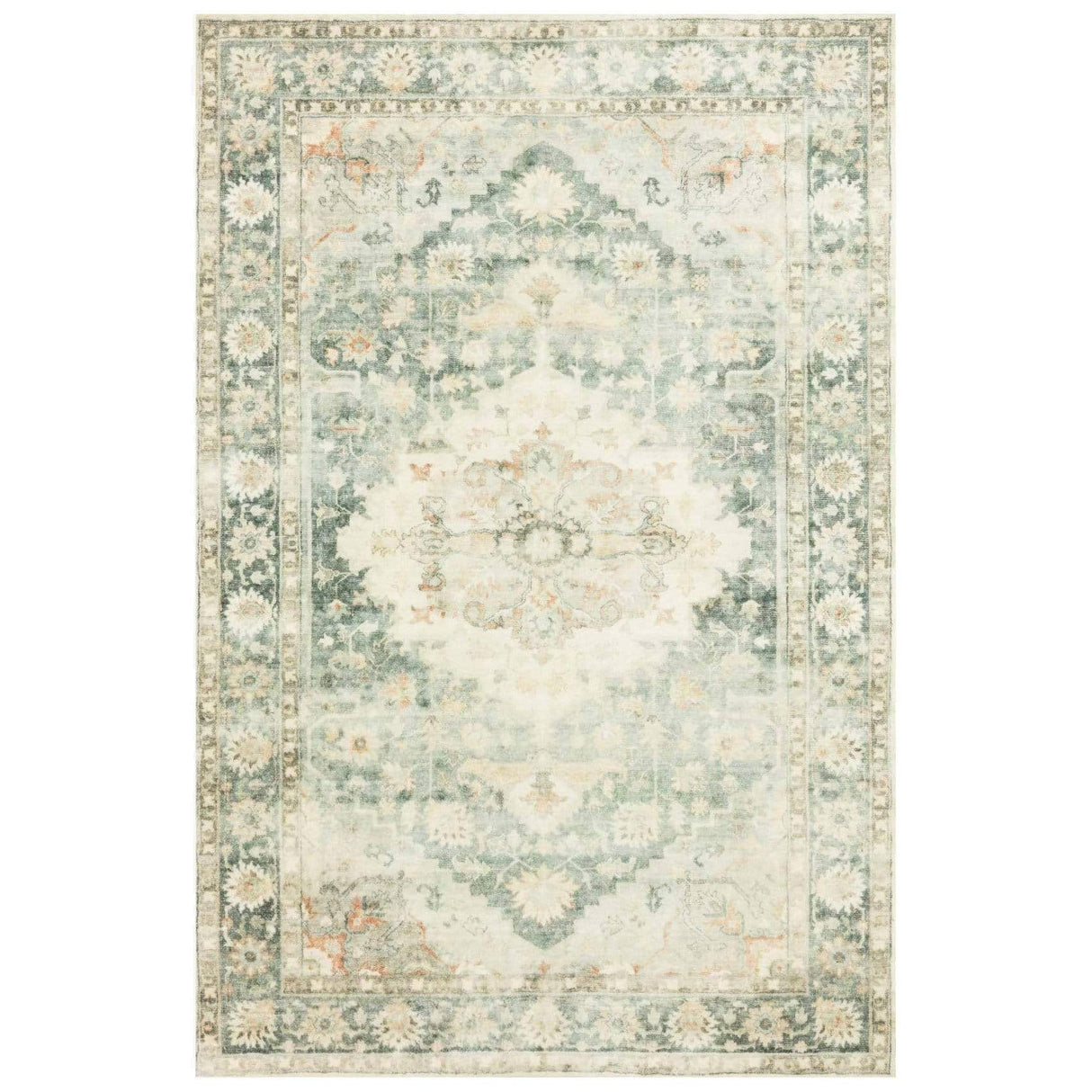 Loloi Rosette Rug - Teal/Ivory Rugs