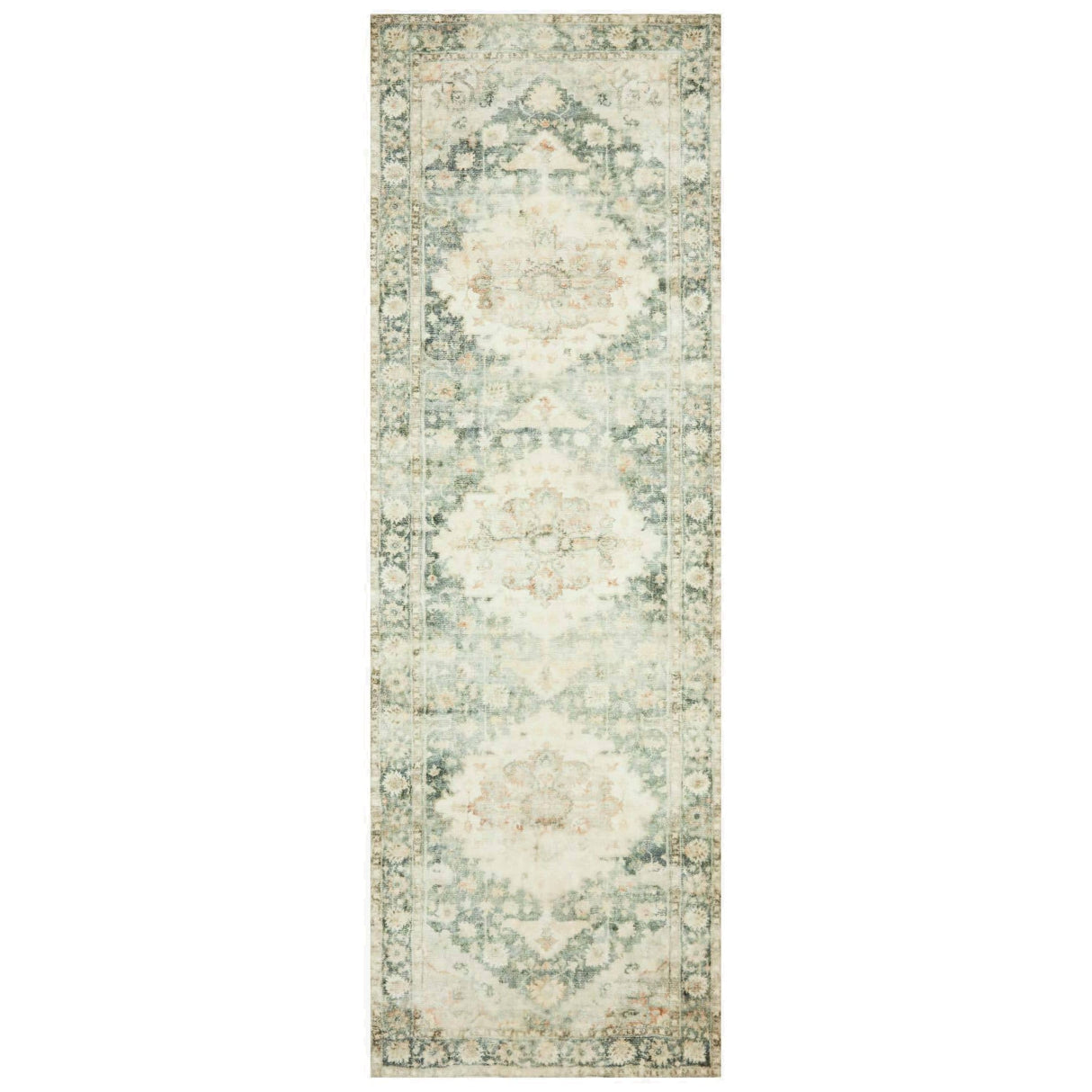 Loloi Rosette Rug - Teal/Ivory Rugs