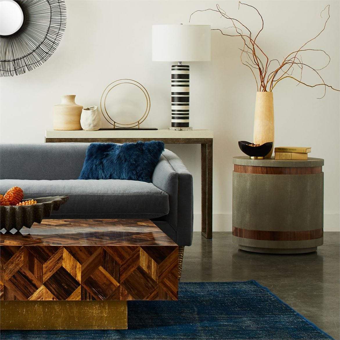 Made Goods Lily Pillow - Navy Pillow & Decor