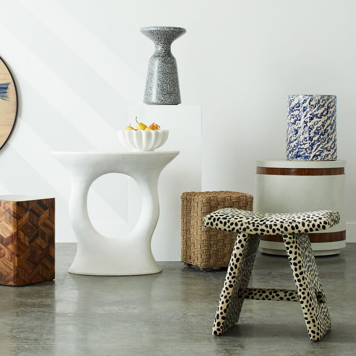 Made Goods Madelyn Outdoor Side Table - White/Gray Outdoor