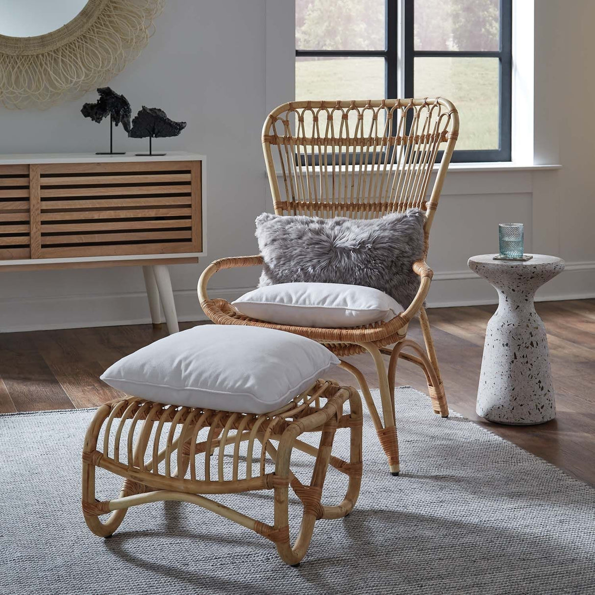 Made Goods Madelyn Outdoor Side Table - White/Gray Outdoor