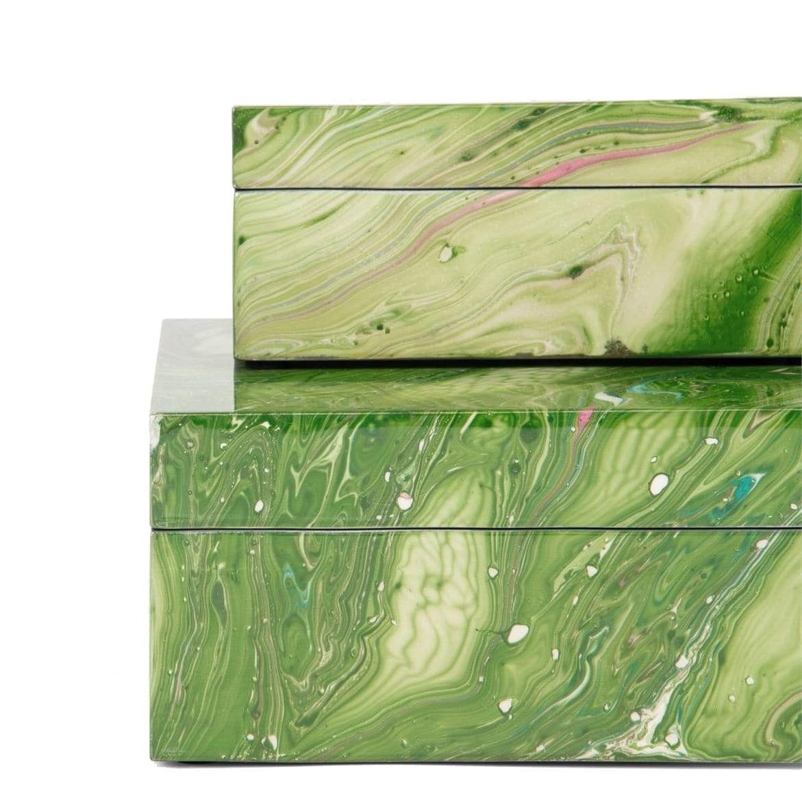 Made Goods Noelle Box Set - Green Swirl Lacquered Resin Decor made-goods-OBJNOELLEBXGNS2