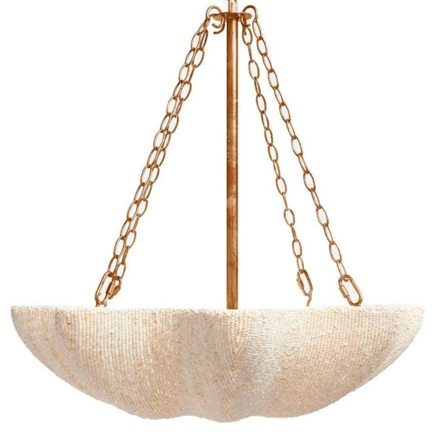 Made Goods Tabitha Chandelier - Natural Coco Beads & Gold Metal Lighting made-goods-tabitha-gold