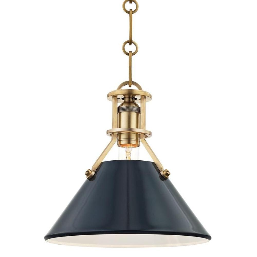 Mark D. Sikes Painted No. 2 Pendant - Aged Brass and Darkest Blue Lighting