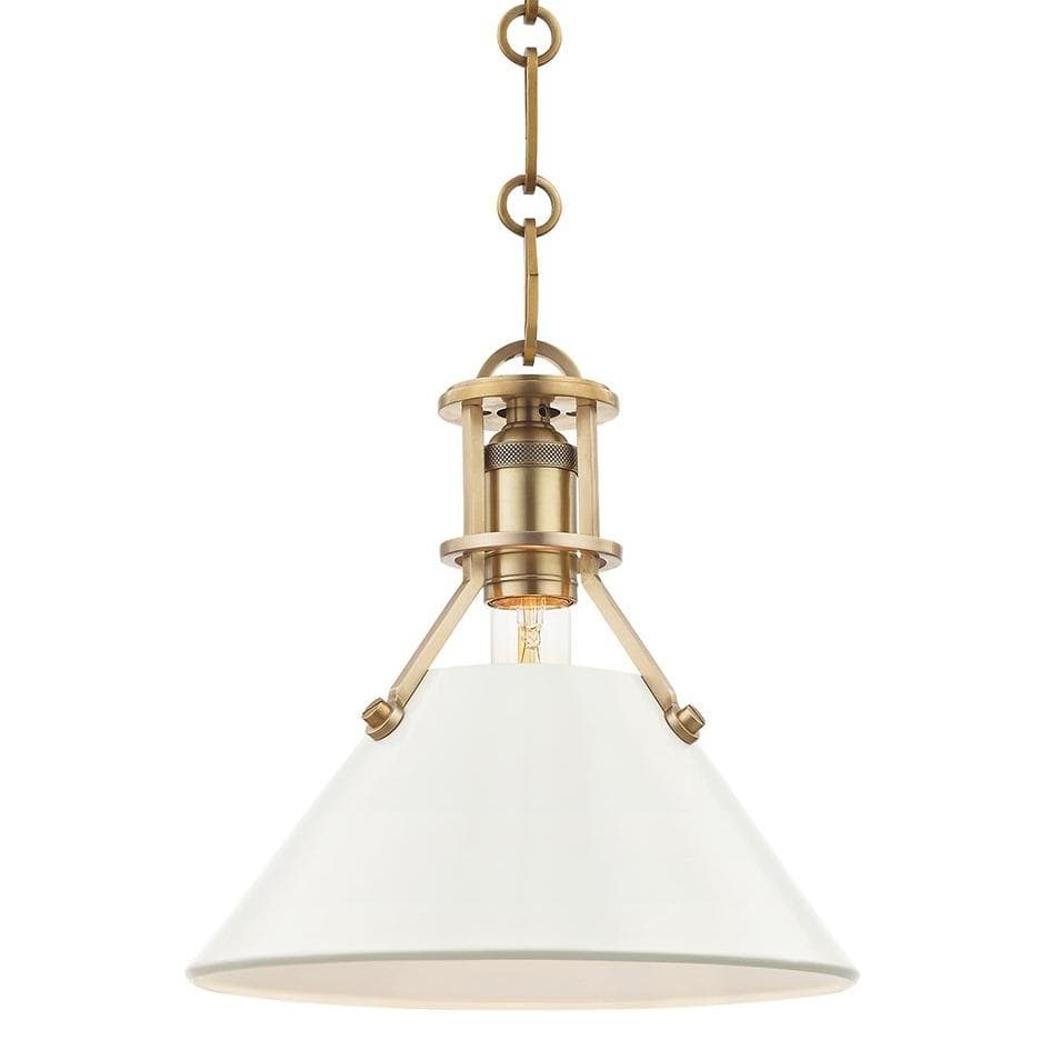 Mark D. Sikes Painted No. 2 Pendant - Aged Brass and Off White Lighting