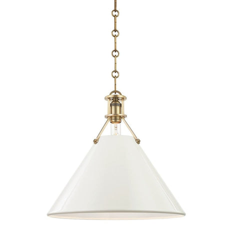 Mark D. Sikes Painted No. 2 Pendant - Aged Brass and Off White Lighting