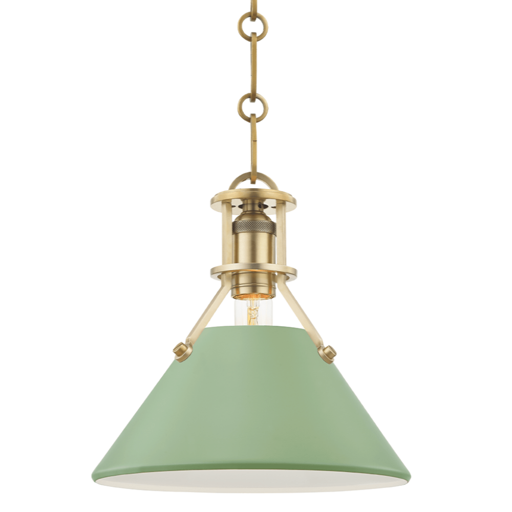 Mark D. Sikes Painted No. 2 Pendant - Green Leaf Lighting hudson-valley-MDS351-AGB/LFG