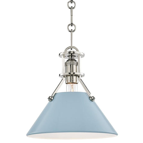 Mark D. Sikes Painted No. 2 Pendant - Polished Nickel and Blue Bird Lighting