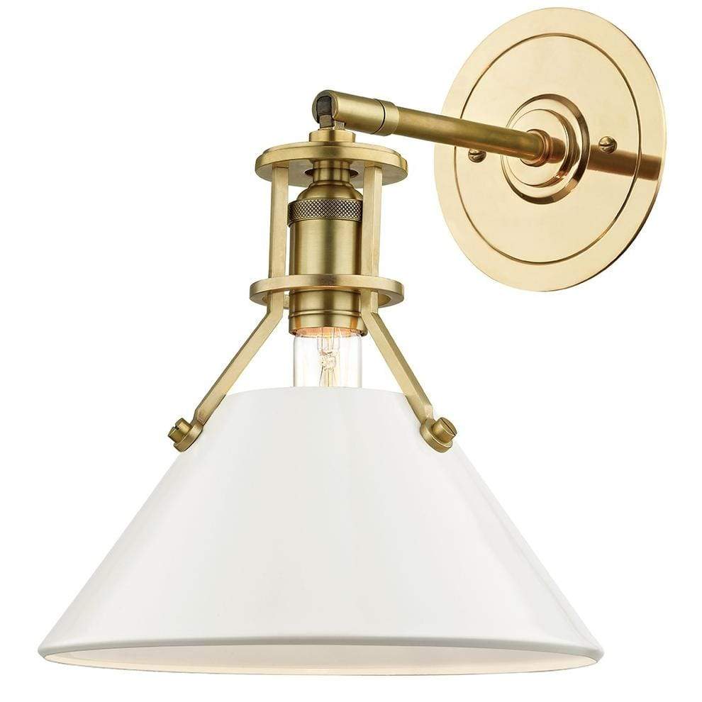 Mark D. Sikes Painted No. 2 Sconce - Aged Brass and Off White Lighting hudson-valley-MDS350-AGB/OW 00806134877231