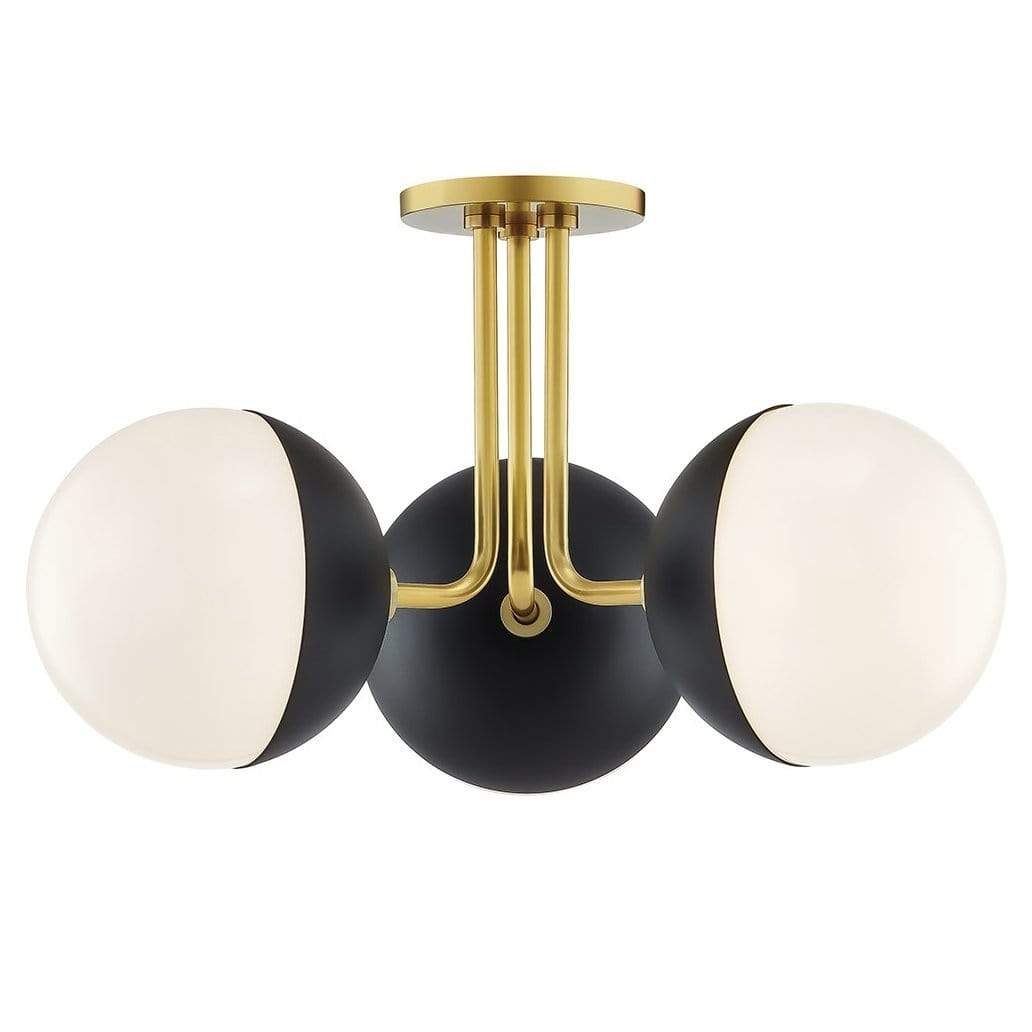 Mitzi Renee Semi-Flush Mount - Aged Brass/Black Lighting mitzi-H344603-AGB/BK