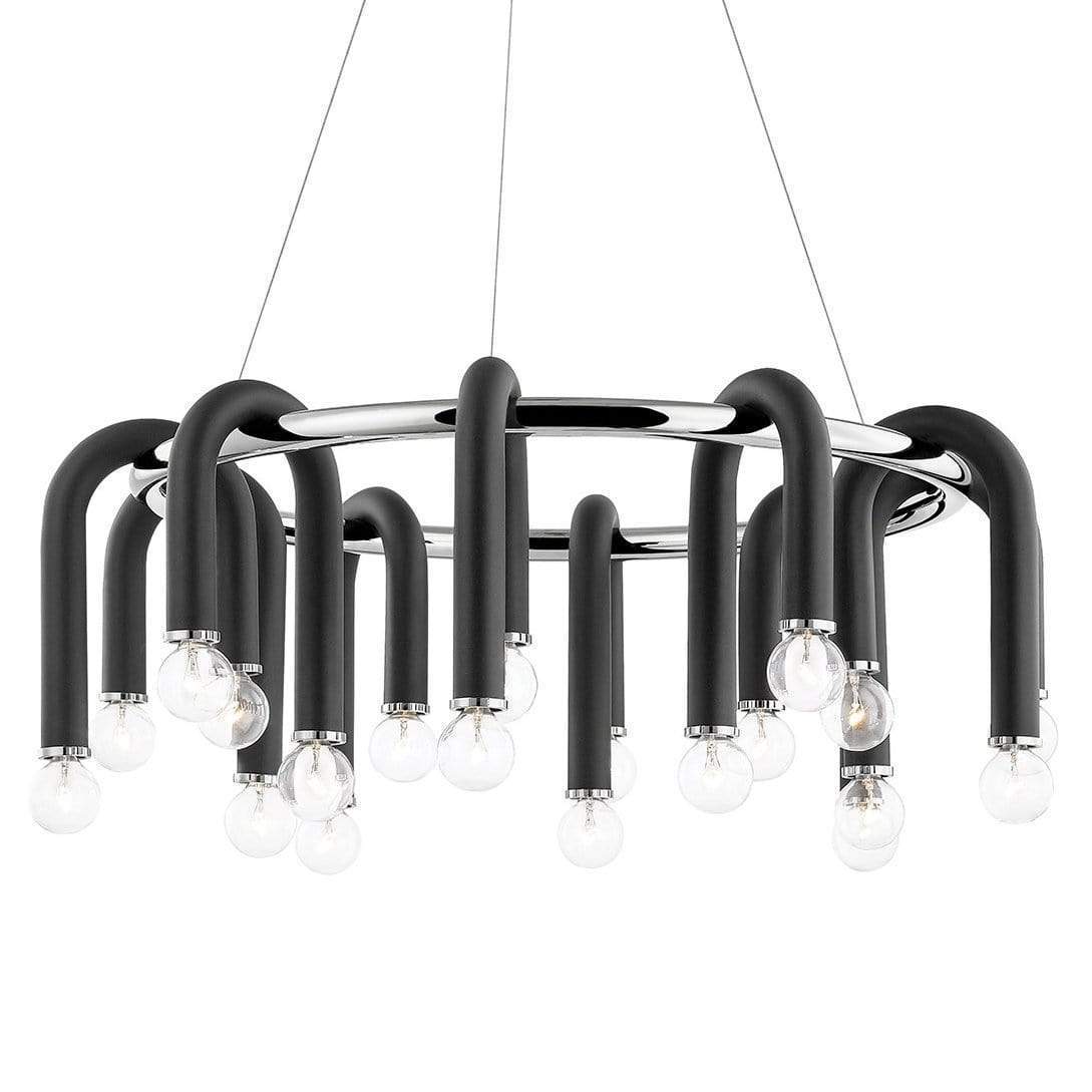 Mitzi Whit Chandelier - Aged Brass and Black Lighting