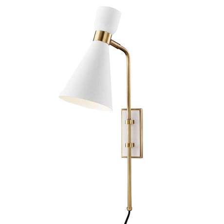Mitzi Willa Wall Sconce - Aged Brass/White Lighting mitzi-HL295101-AGB/WH 00806134881405