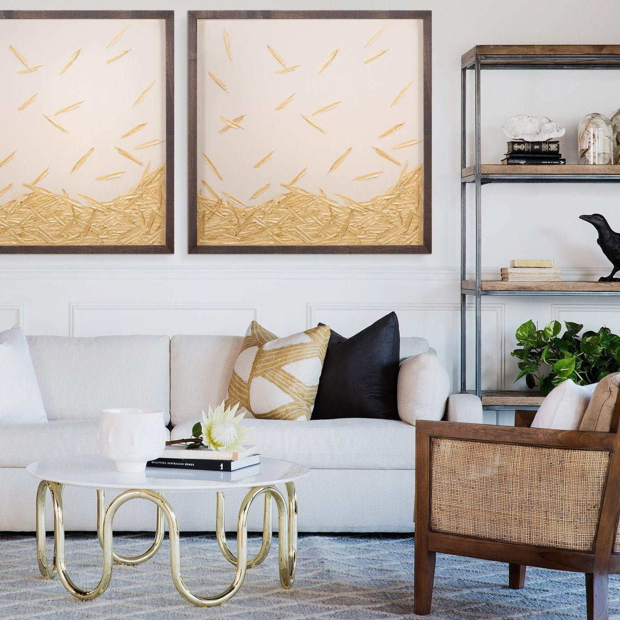 Natural Curiosities Golden Feathers Wall